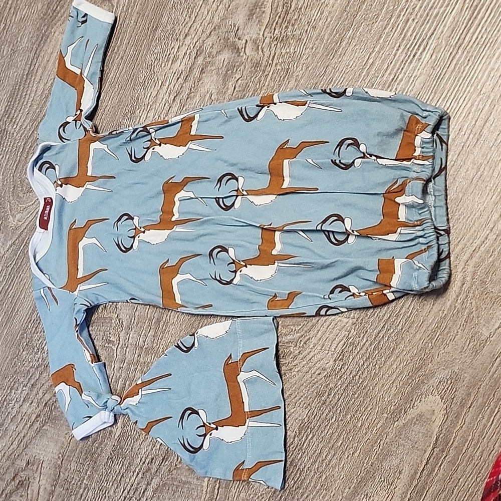 Milk barn deer gown and hat, blue, size 0 to 3
